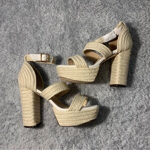 JustFab Cream Platform Sandals
